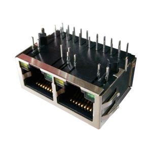 China ARJM12A1-811-AB-CW2 Multi - port  RJ45 1X2 Tab Down 5G Base-T Shielded on sale