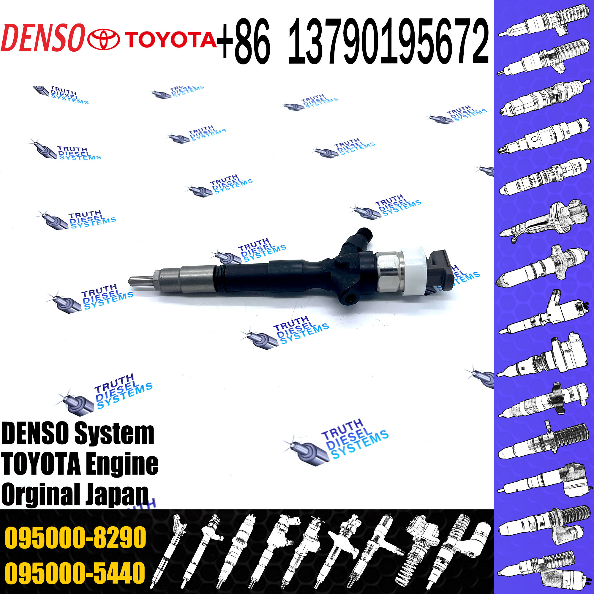 8000-100-0001 Vehicle Parts 095000-8290 23670-09070 1KD Common Rail Injector for Toyota Vigo