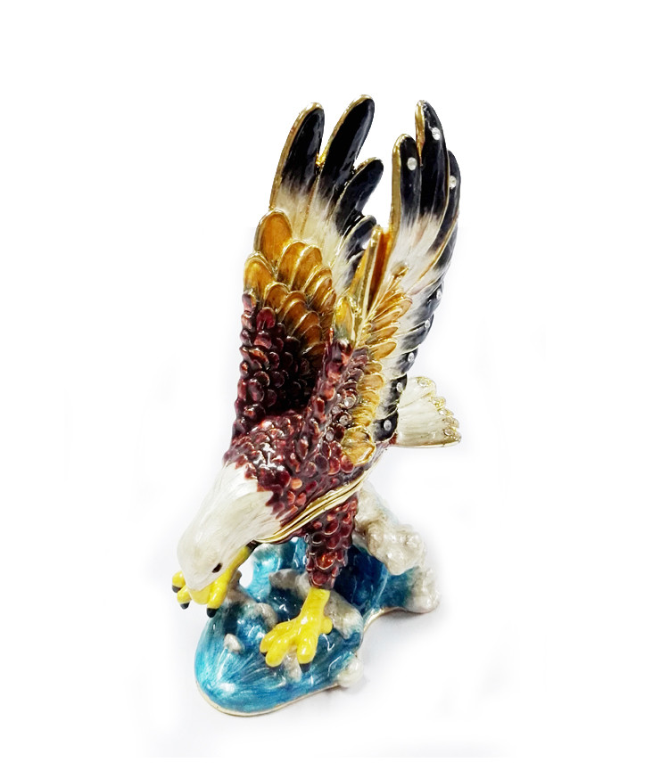 Eagle birds design jeweled enamel trinket box eagle bird enamel trinket boxes