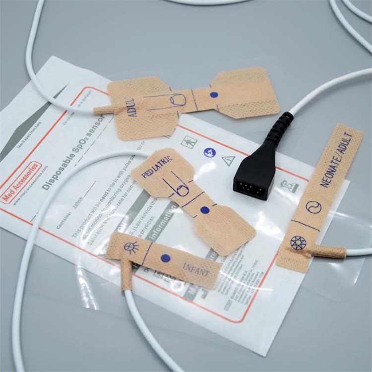 Med Accessories Factory Adhesive Disposable Pulse Oximeter Finger Probe Length 90cm White Color
