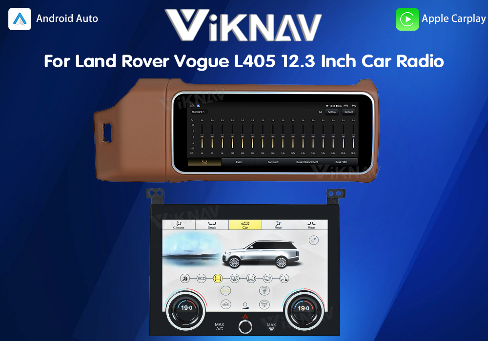 Viknav 12.3 Inch Touch Screen Car Radio And AC For Land Rover Range Rover Vogue L405 2013-2017 Multimedia Player GPS Navigation Head Unit (Brown All)
