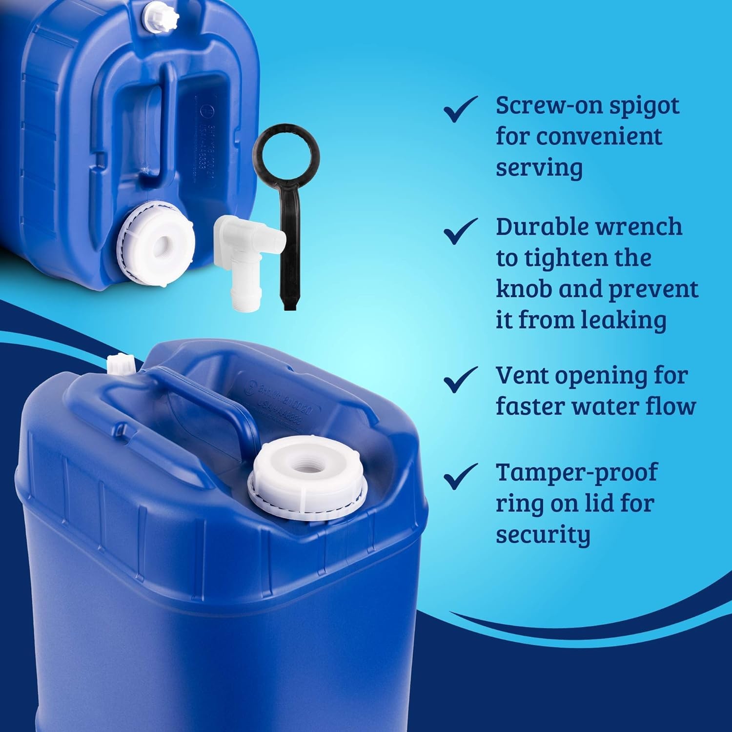 Stackable Water Storage Containers With Lids, Emergency Water Storage Kit Spigots And Water Preserver Bottles