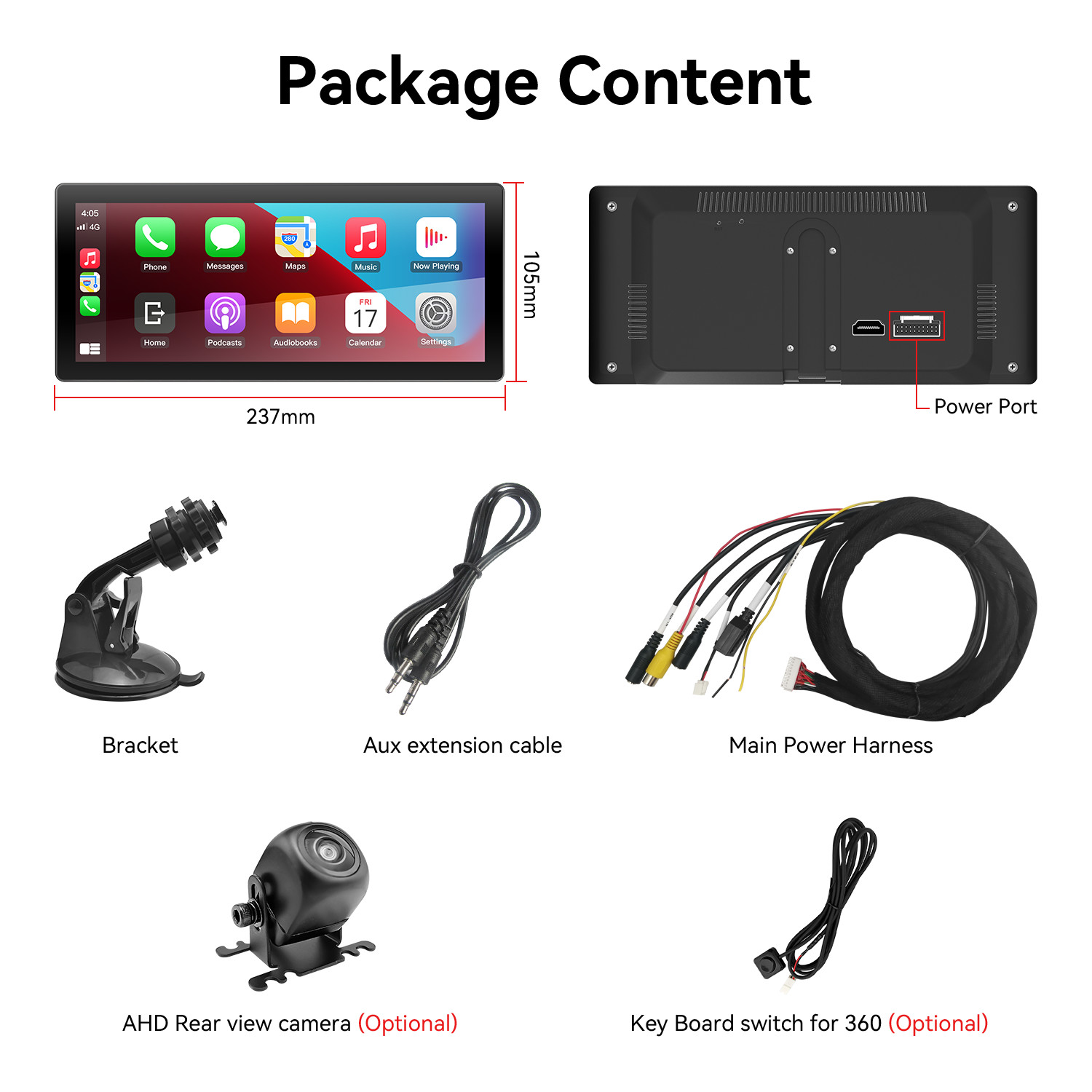 8.8 Inch Wireless Carplay Android Auto Mirroring Link For Car Bus SUV Truck