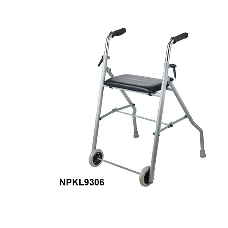 2 Wheels Aluminum Medical Folding Rollator Walker with Seat