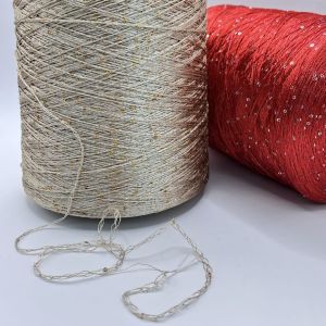 Smooth 2mm 100% Polyester Sequin Yarn For Crochet Or Machine Knitting