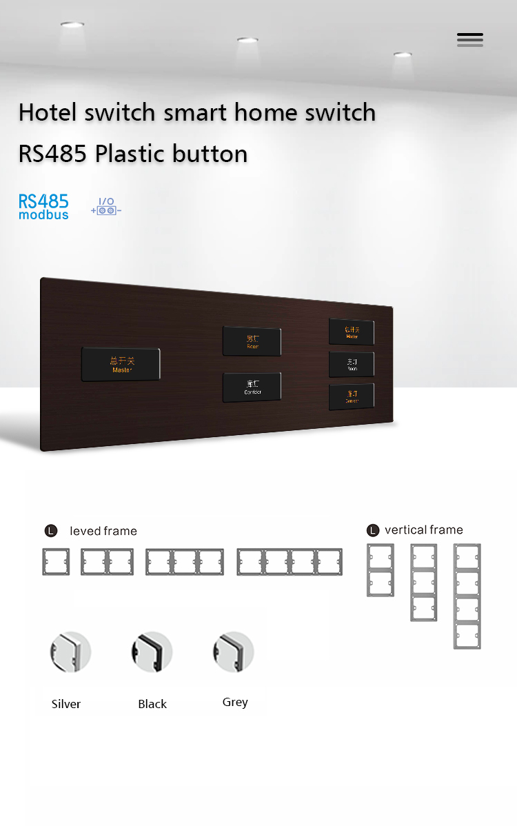 Integrated Modbus Wall Switch LED Circle Push Button Aluminum RS485 Protocol