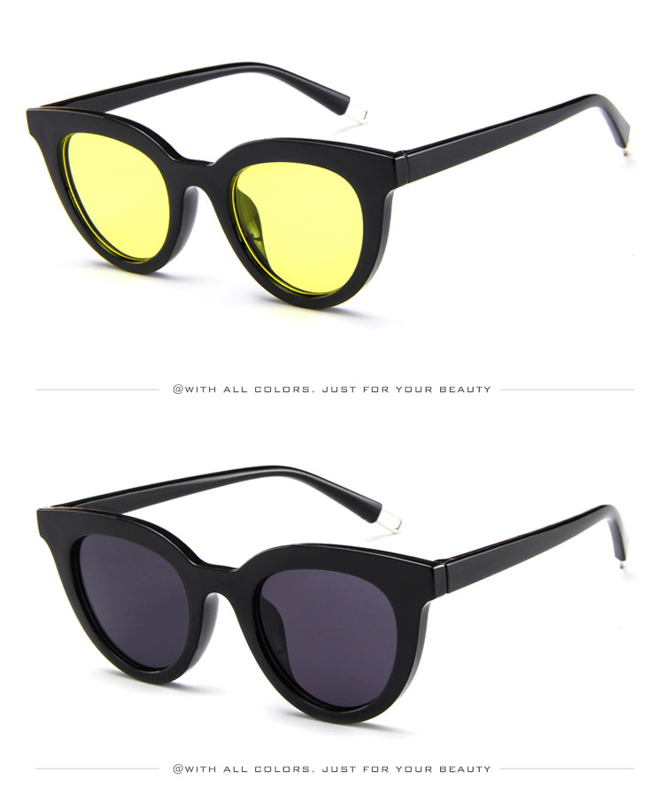UV400 Round Women Retro Ladies Oval Sunglasses Acrylic Lens