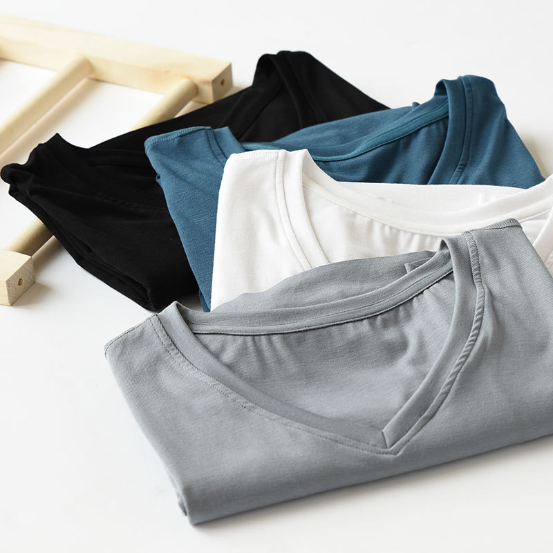 wholesale bamboo clothing mens V neck blank high quality bamboo fiber t shirt