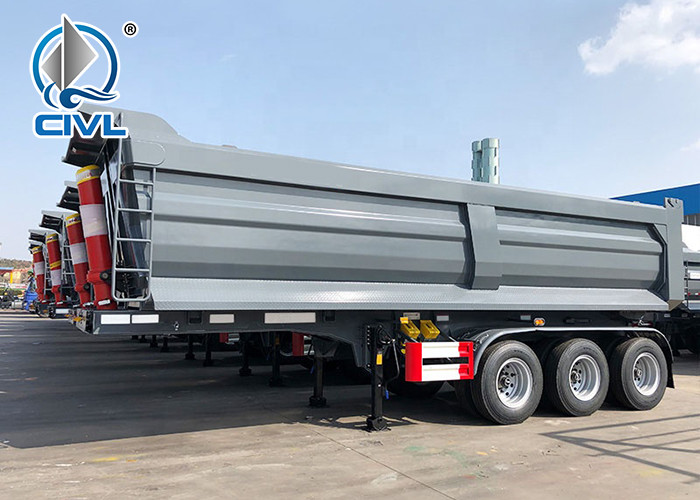 Rear Dump Trailer End Dumping Dumper Semi Truck Trailer 50t To 70 Ton 3 Axles With HYVA Hydraulic Cylinder