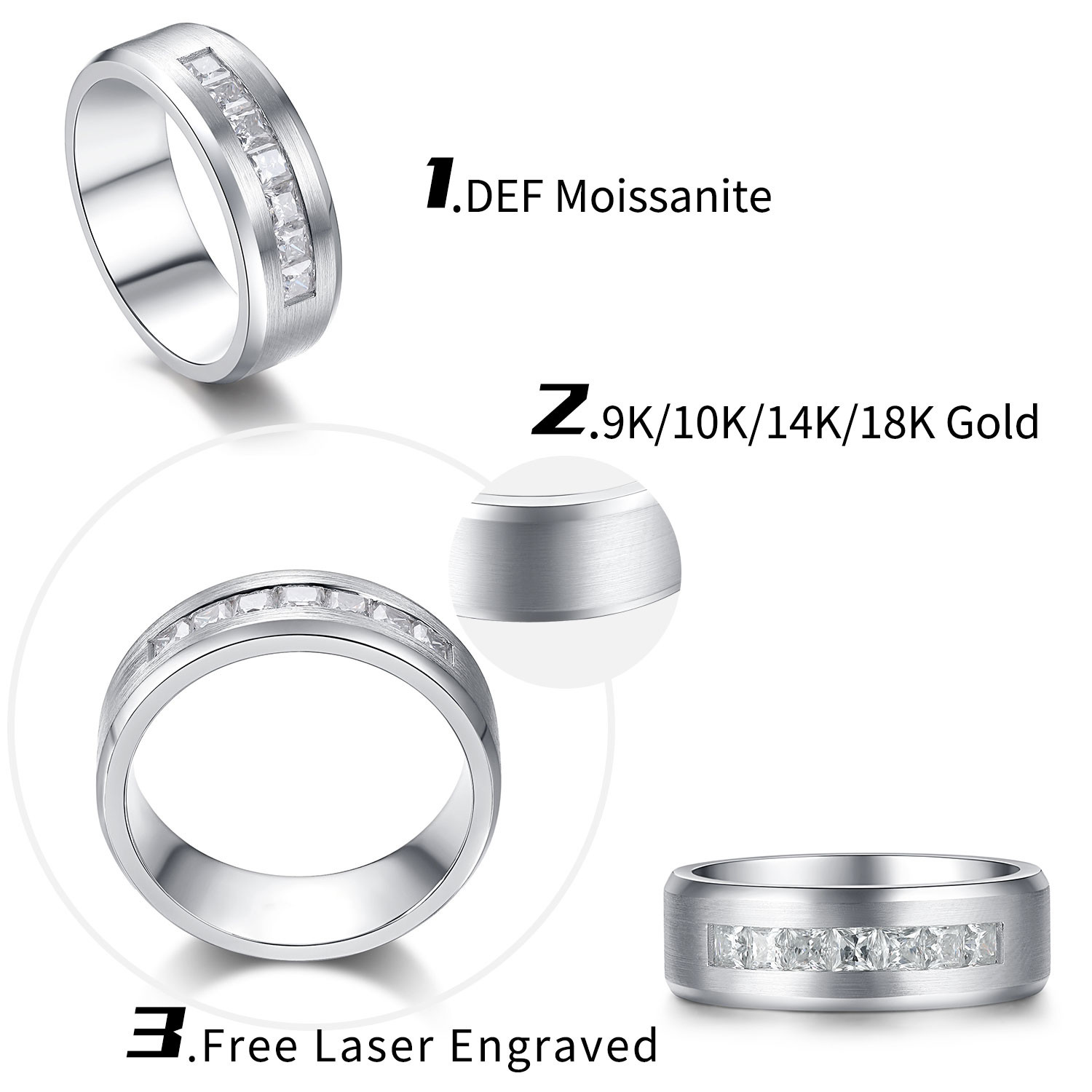 18k Gold Moissanite Diamond Engagement Ring Customized Color