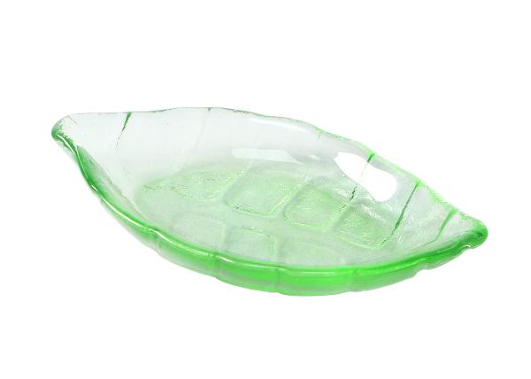 Solid Colored Leaf Shape 28.5cm Crystal Glass Plates Centrifugal Casting