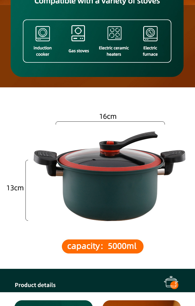 professional Kitchen Pressure Cooker Home Stew Low Pressure Non Stick