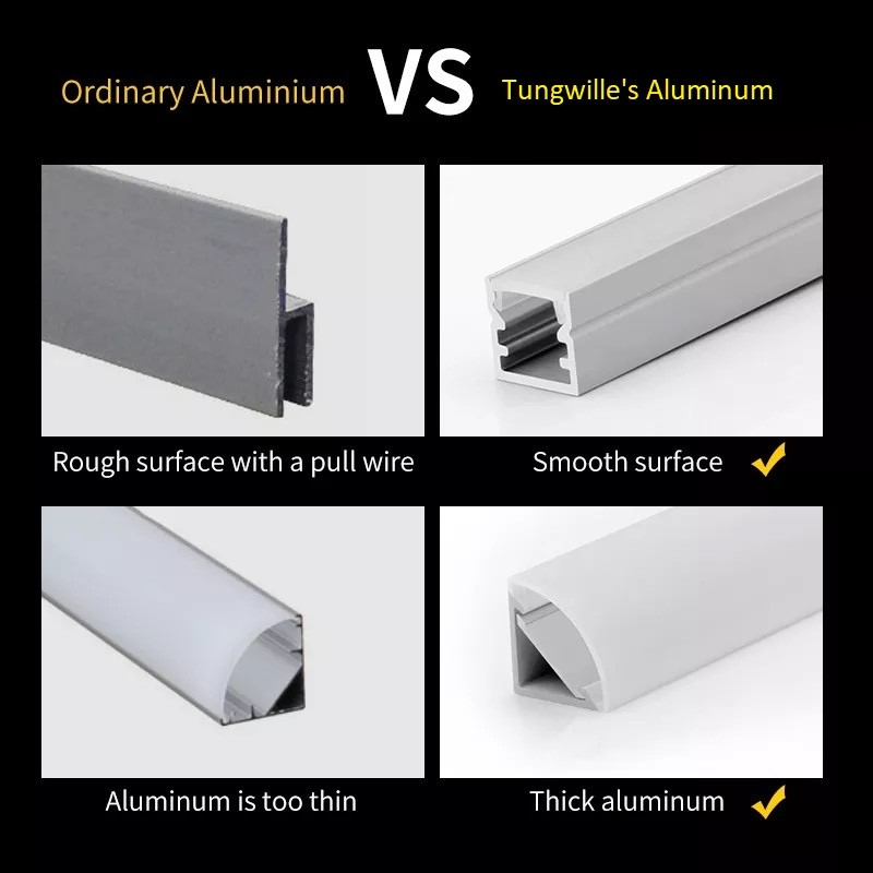 1M 2M U Shape Led Aluminum Channel Wall Indoor Lighting Powder Coated