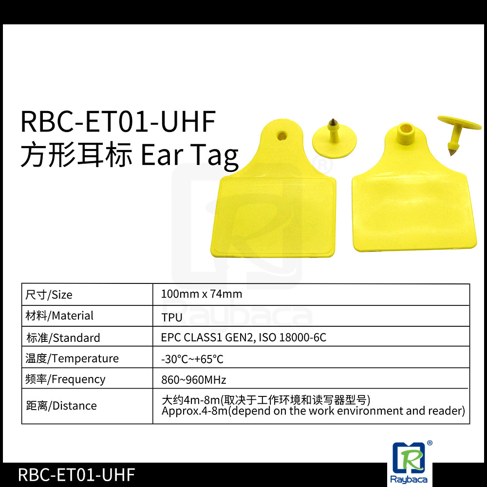 Large Rectanguar Custom Cattle Ear Tags , Custom Livestock Ear Tags ISO11784 / 5 FDX - B