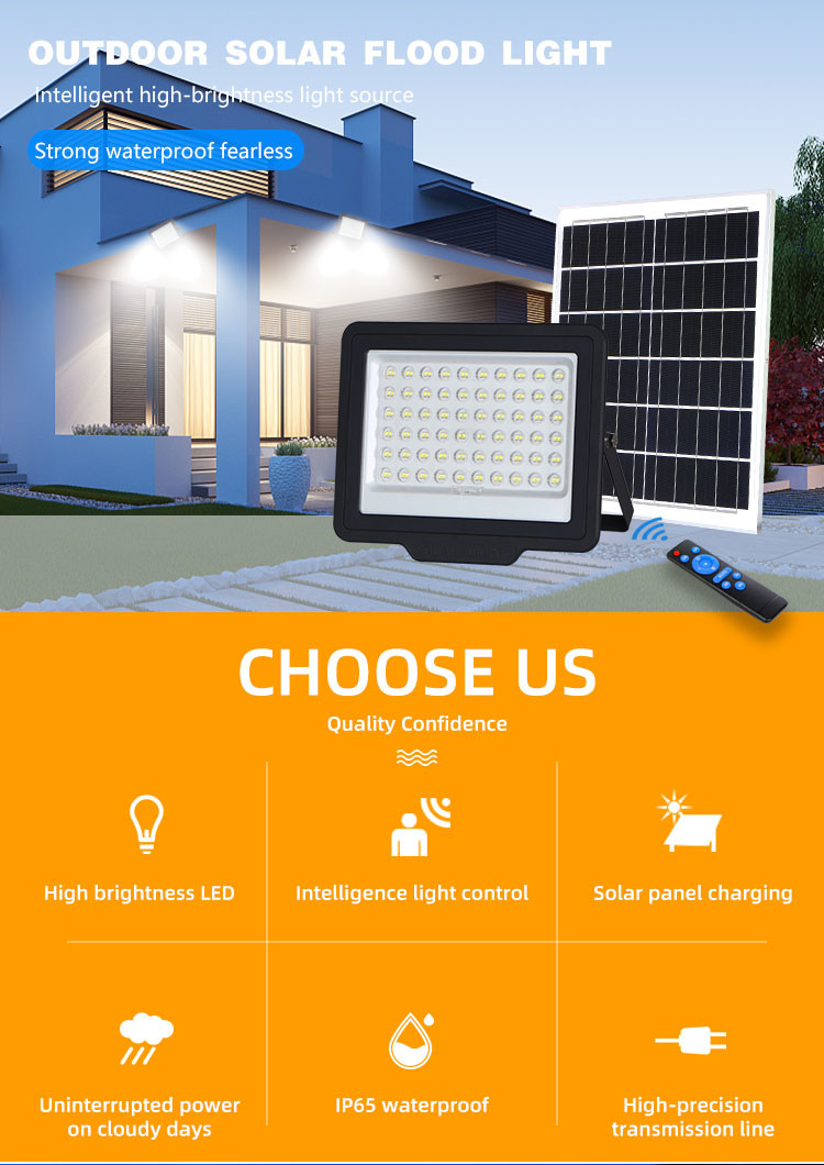 Ip65 ABS Outdoor LED Solar Flood Light 30w 40w 80w 100w 200w Floodlight