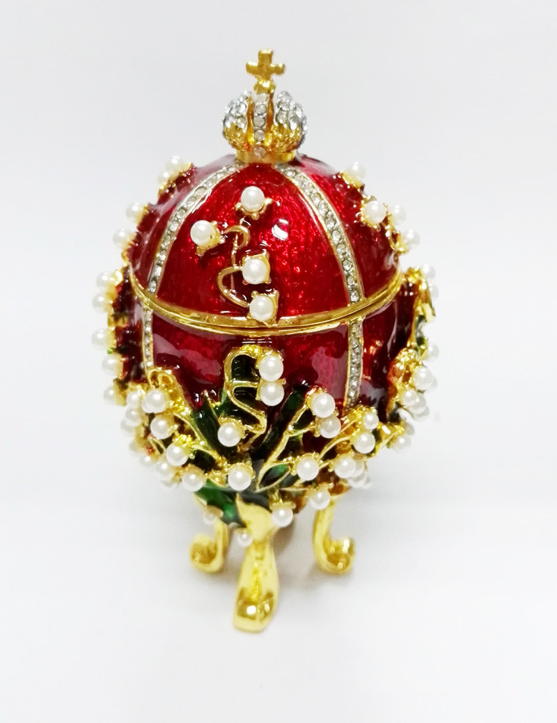 Enameled Easter Egg Jewelry Box wholesale easter egg metal Faberge Egg Jewelry Boxes Trinket Boxes decor metal gift