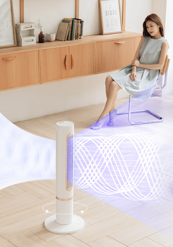 Tower Floor Bladeless Fan Portable 10000mAh Living Room Fan Remote Control