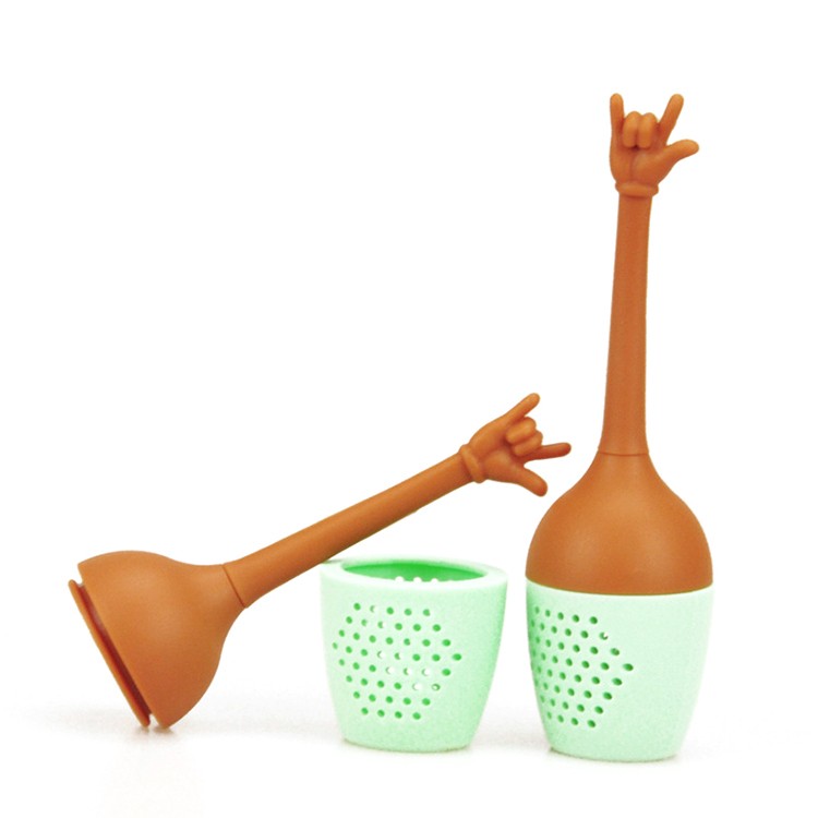 Cute creativity wholesale high quality custom Unique gesture Series shape loose leaf tea filter travel silicone tea infuser