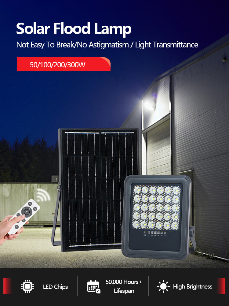 KCD Waterproof IP65 High Lumen Gymnasium Garden Stadium Heavy Duty 30w 50w 100w 200w 300w Outdoor LED Solar Flood Light
