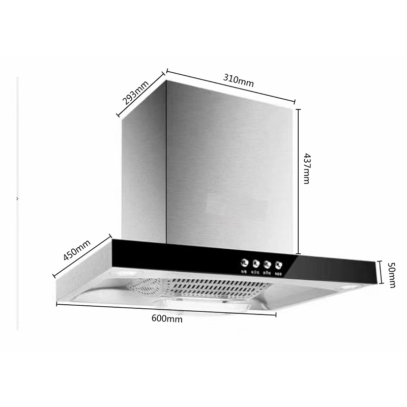 600mm Stainless Steel Boat Shape Kitchen Chimney Cooker Hood with Silver Color Coaming