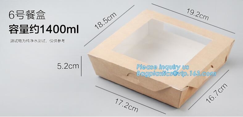 Cheap Cardboard foldable kraft paper lunch box with window,Lunch noodle fast food kraft paper box by customized logo pri