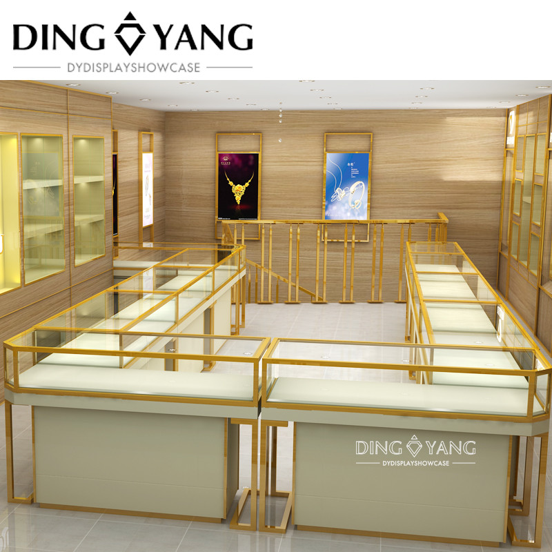 Simple Fashion Golden Jewellery Display Counter No Installation And Can Be Used Directly