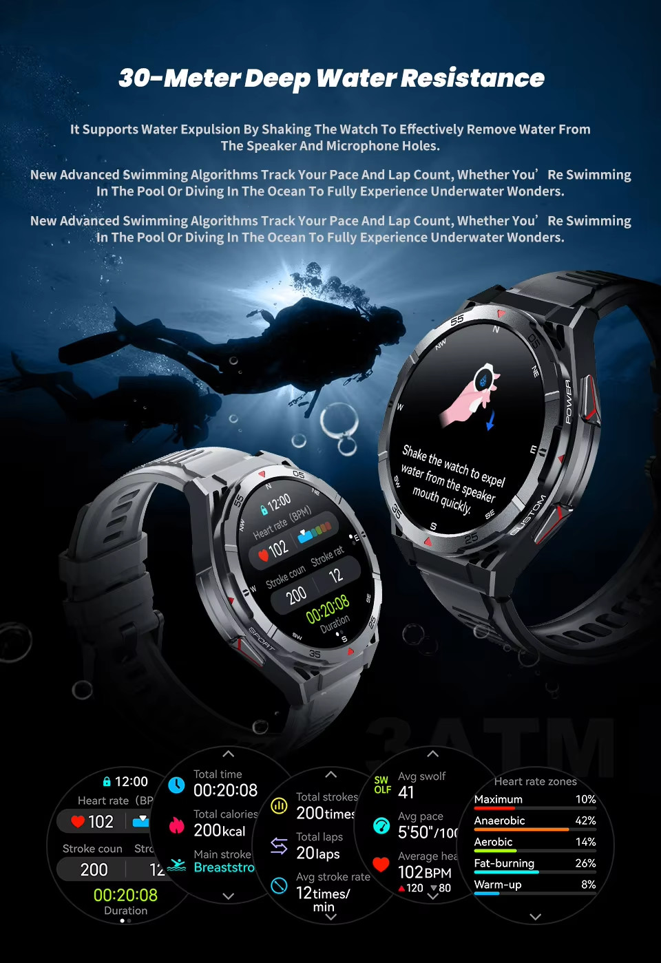 X2B Smart Watch GPS Positioning Men Outdoor Sport Health Monitoring Fitness Tracker
