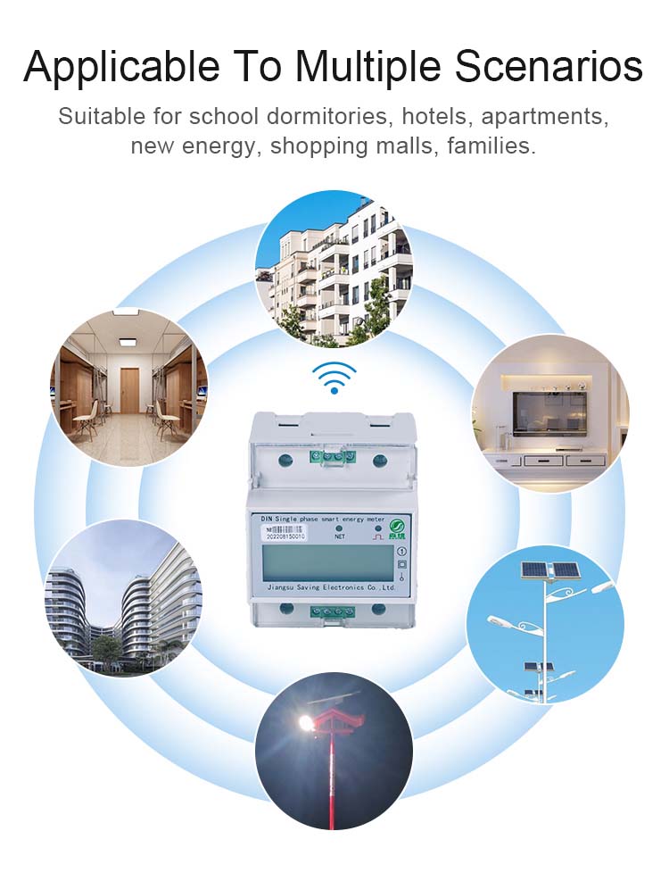 Anti Theft Din Rail Single Phase Electronic Energy Meter 220v With LCD Display