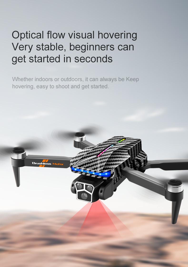 12mins Flight Time Hand Control Carbon Fiber Black Drone with Optical Flow Altitude Hold and 4k 360 Degree Rolling Stunt