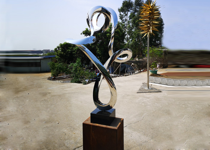 2.3m Wangstone Design Large Mirror Polished Stainless Steel Sculpture In Stock