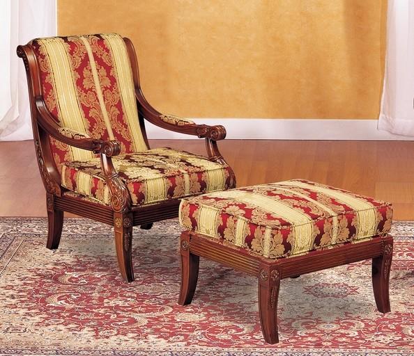 Fashion Natural Timber Wood Rubber Armchair With Ottoman , Living Room Lounge