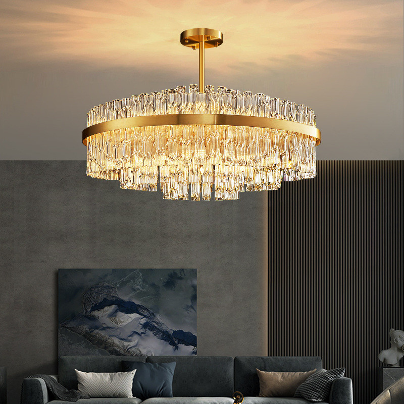 JYLIGHTING Modern Luxury Hotel Crystal Chandelier Nordic Living Room Bedroom Hotel High-End Villa All-Copper LED Chandelier Modern Pendant Light