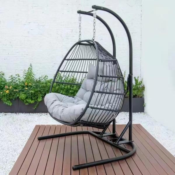Modern Green Cushions Double Seater Stand Outdoor Hanging Swing Chair Custom