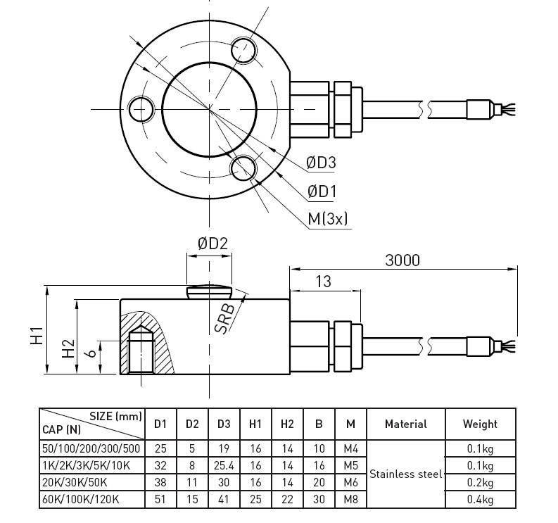 High Accuracy Stainless Steel Load Cell 50N - 120KN , Waterproof IP66