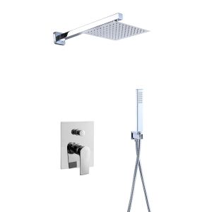  Single lever concealed in-wall 2-way bath or shower mixer diverter rainshower handshower bath chrome brass faucet OEM Manufactures