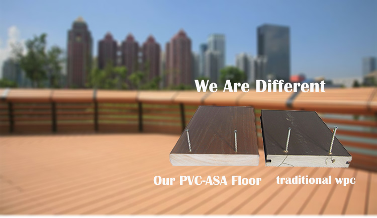 Exterior Wood Grain Design PVC Foam Composite Decking Floor Cover for Modern Terrace