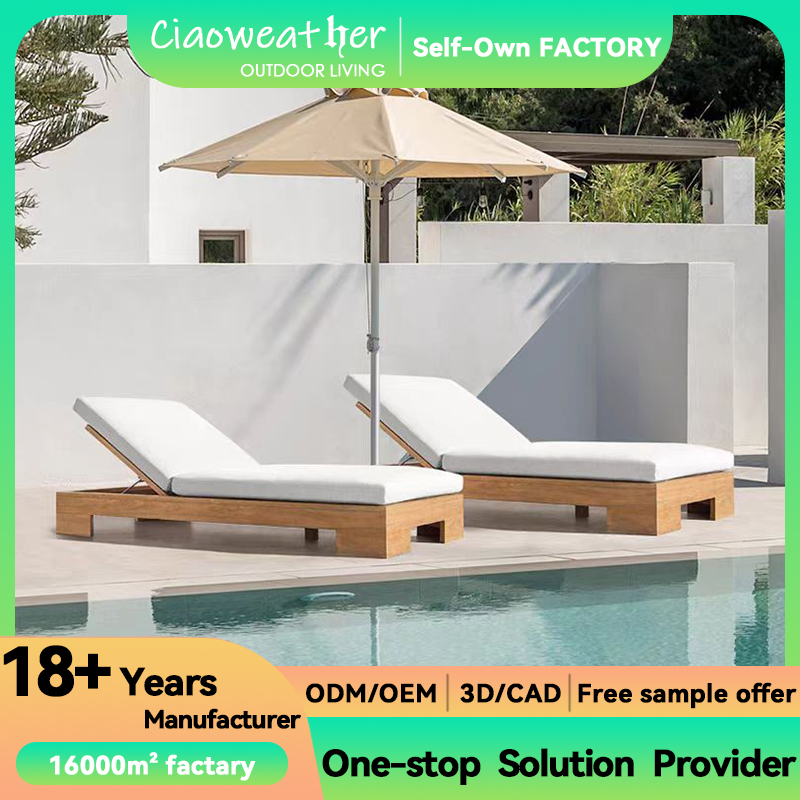 Luxury Solid Wood Teak Sun Loungers for Hotel Restaurant Banquet Home and Coffee