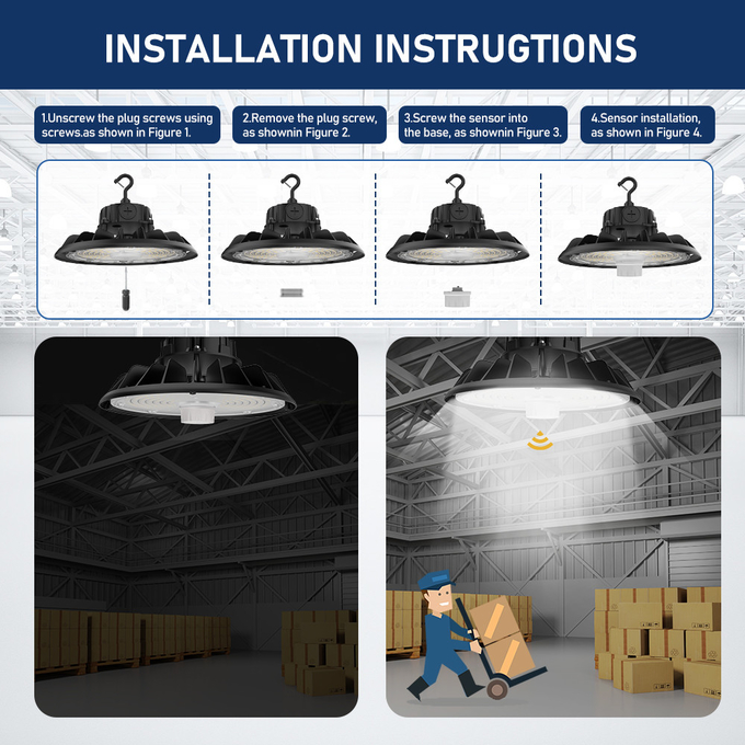 Industrial Workshops Warehouse LED UFO High Bay Light Dimmable 100W 150W 200W 240W Ip65