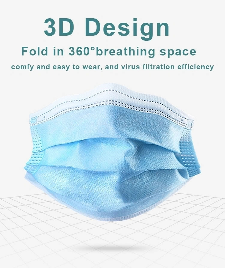  Non Woven Fabric Masks Medical Surgical Anti Virus Mask 3ply Disposable Face Masks With Ear Loop Mask For Covid-19