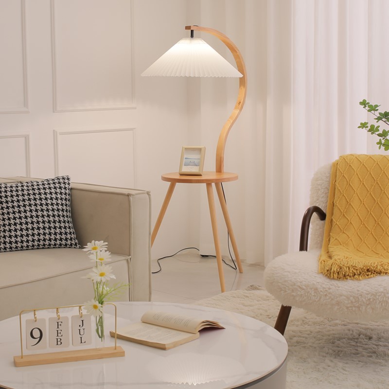 Solid Wood Tray Floor Lamp For Living Room Tea Table Furniture Bedroom Bedside Lamp