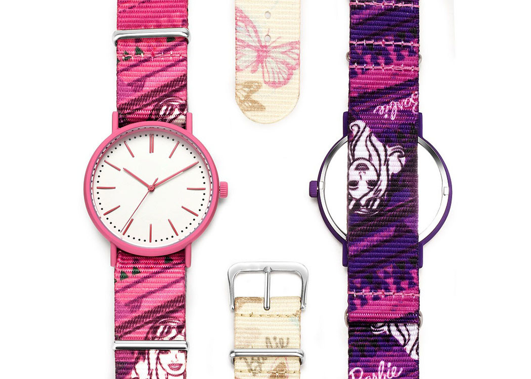 3ATM Waterproof Nylon Band Watches Candy Color Print For Girl And Lady