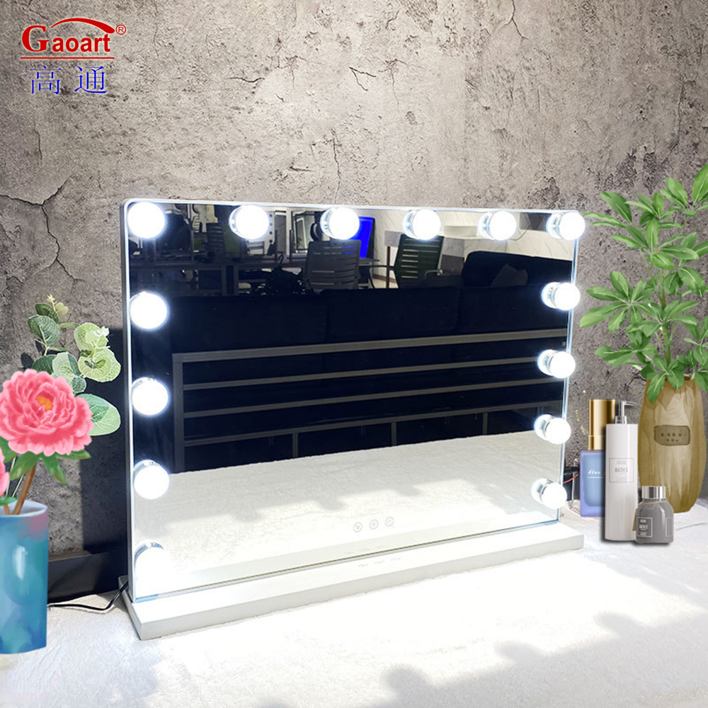 LED Light Bulb Vanity Mirror in Hollywood Black Chorome Design for Fashionable Look