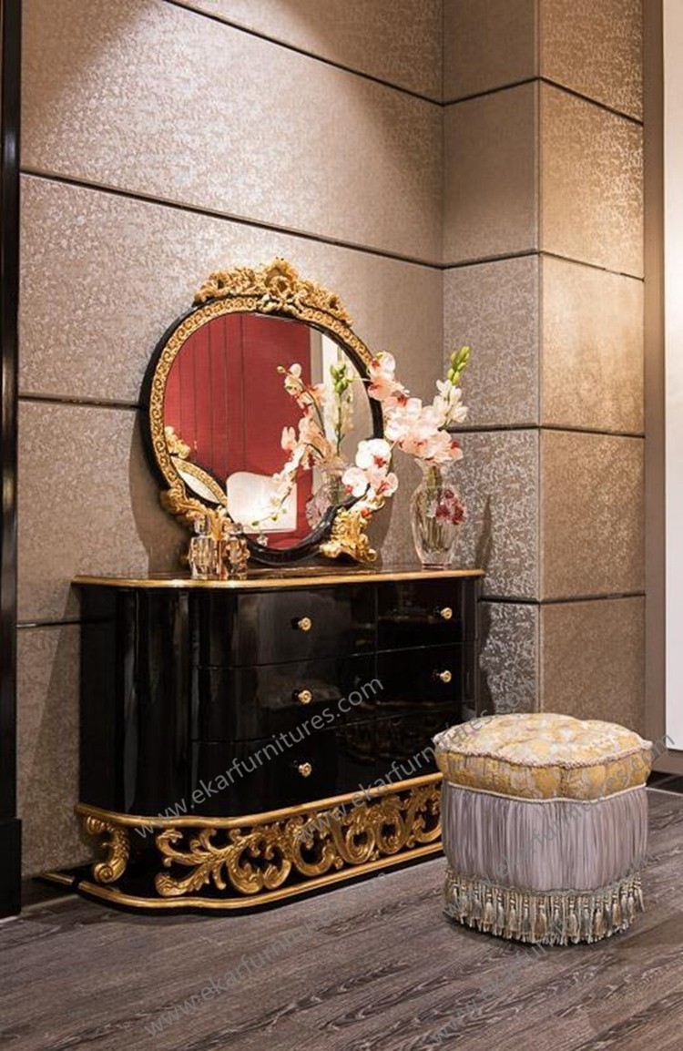 Rococo furniture mirrored chest drawers latest bedroom furniture designs TE-029