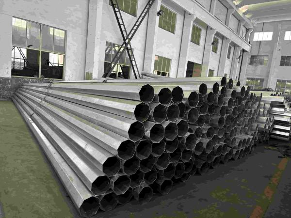 30FT Hot Dipped galvanised steel power pole For Overlap Or Flange Connection At