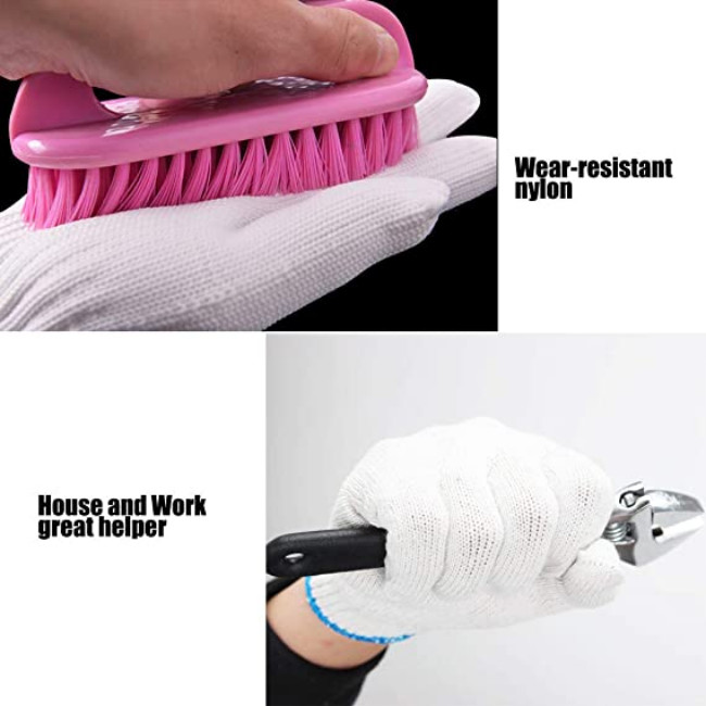 White Reusable Work Hand Cotton Gloves Grip Washable Reusable 90 Cotton 10 Nylon
