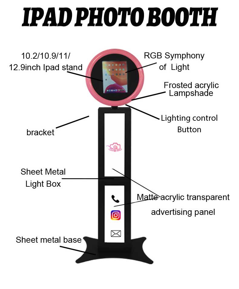 Metal Shell Ring Light Selfie Station Magic Portable Led Photo Booth Round For Ipad
