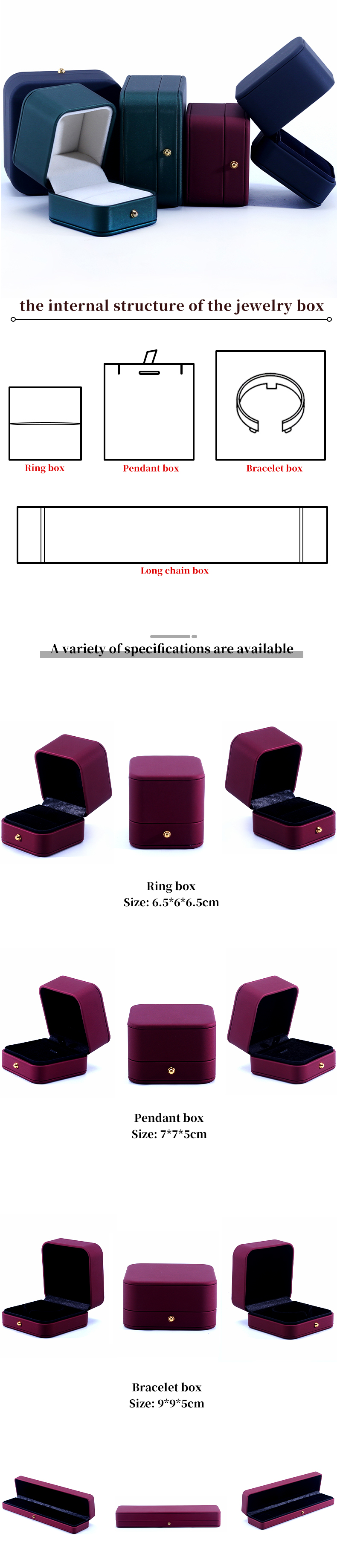 Custom Logo Jewelry Package Hanhong PU Leather Box for Necklace Bracelet Earrings Ring