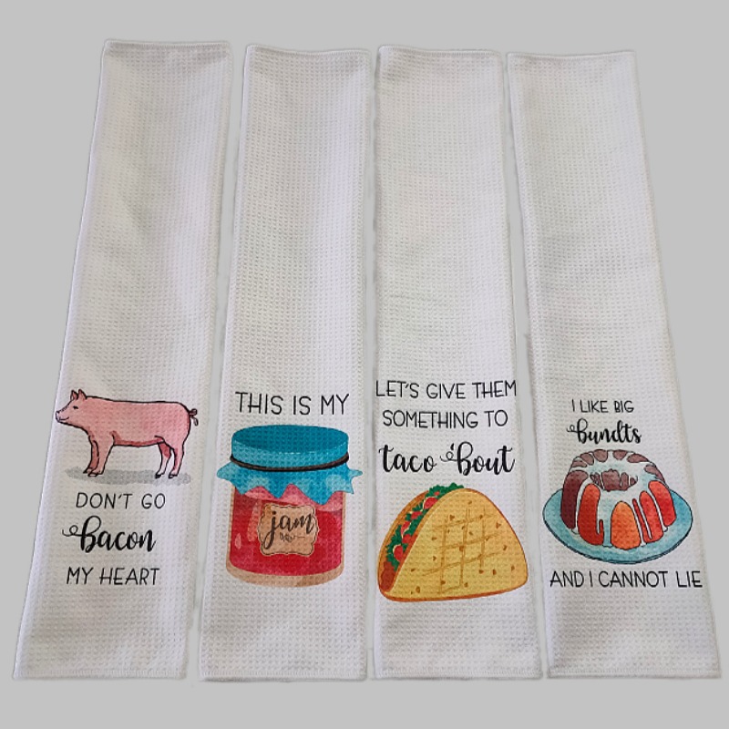 WHITE Waffle Weave Tea Towel Sublimation Blank Kitchen Towel for Custom Printing