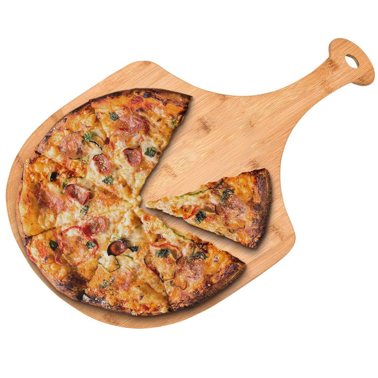 Customized Hardwood Cutting Boards , Bamboo Pizza Cutting Board With Handle