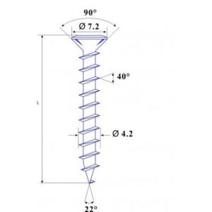 Pvc Window Self Tapping Screws Coarse Thread Flat Over Csk Head With 4 Tiny Ribs